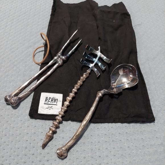 Michael Aram boneware 3 pieces bone tong,fork and spoon - Picture 1 of 6